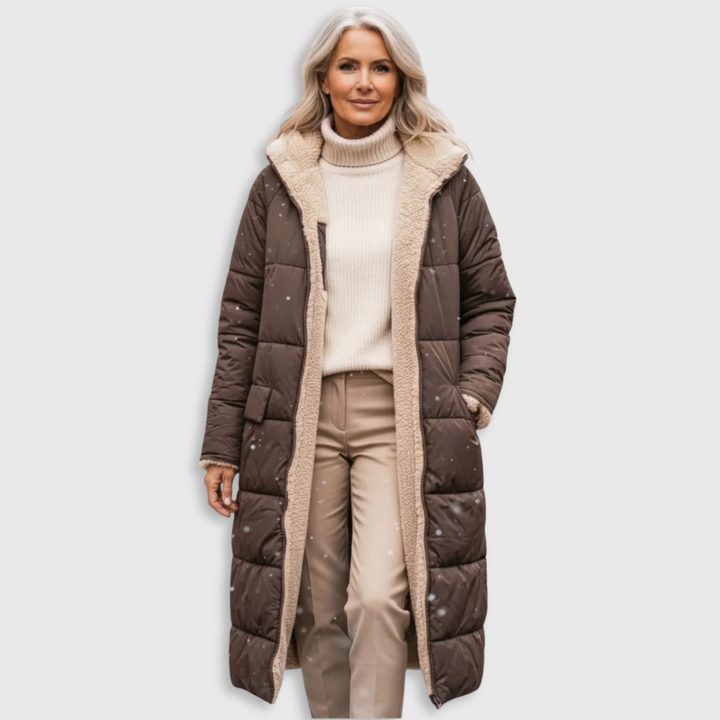 Sherpa Lined Puffer Winter Coat — coat for women in olive green