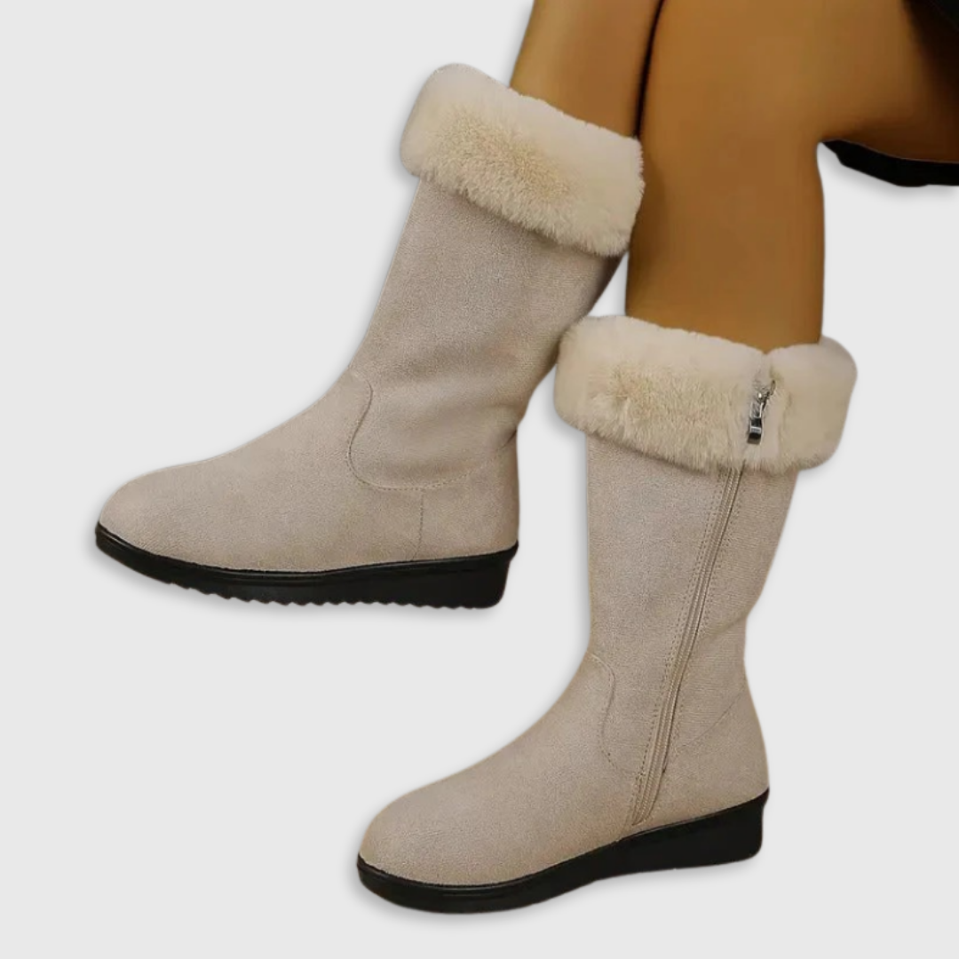 Fur Lined Suede Winter Boots — winter boots for women in black