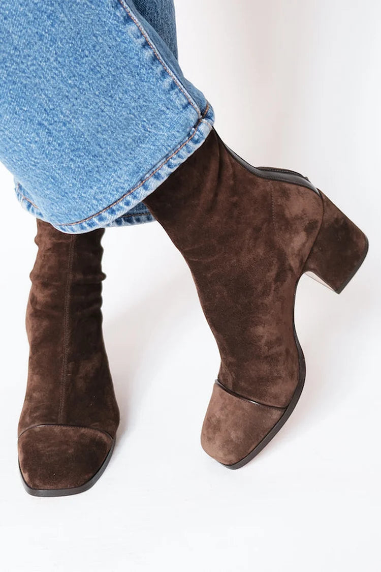 Ysabeau | Square Toe Heeled Ankle Boots for Women - side view