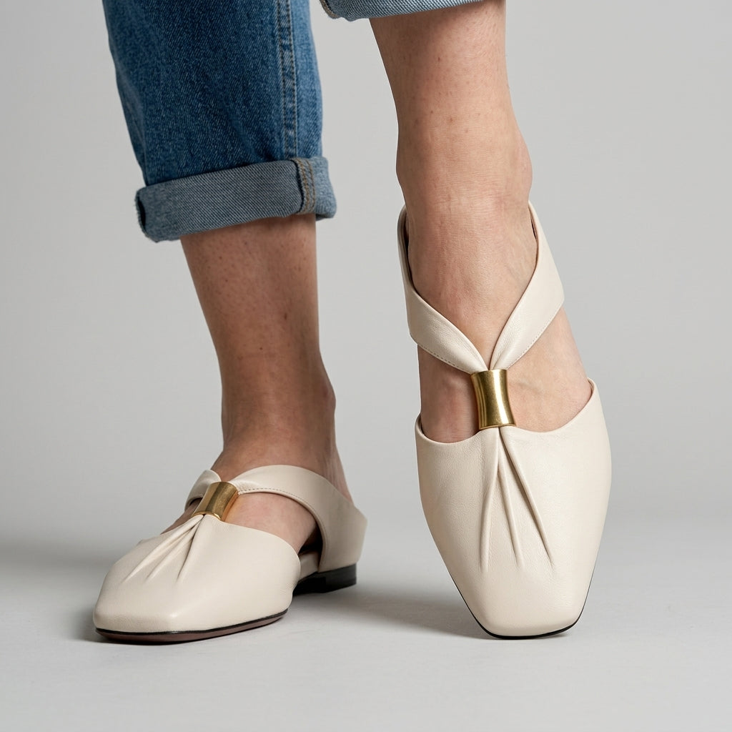 Block Heel Mules — women's mules in beige