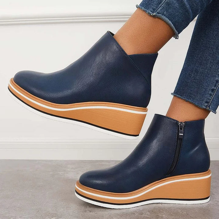 Thomasine | Platform Wedge Ankle Boots for Women - back view