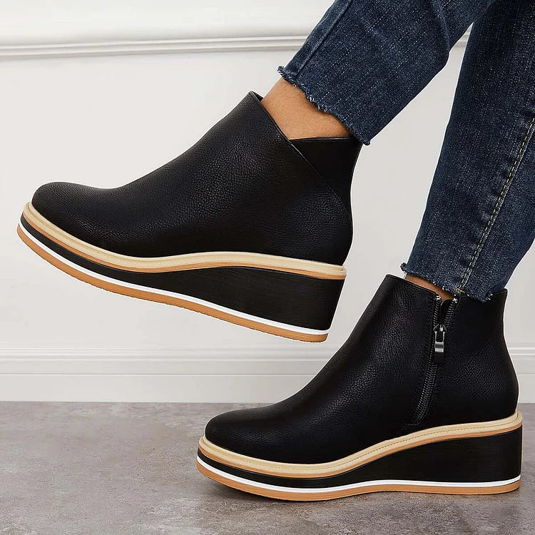 Thomasine | Platform Wedge Ankle Boots for Women - sole detail