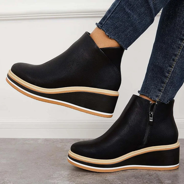 Thomasine | Platform Wedge Ankle Boots for Women - sole detail
