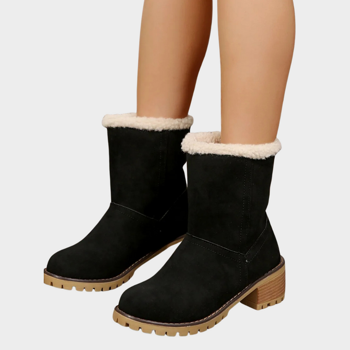 Block Heel Suede Winter Boots — winter boots for women in green