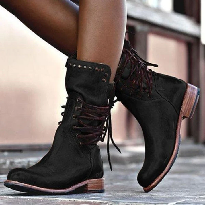 Solange | Fur Trimmed Ankle Boots for Women - angled view