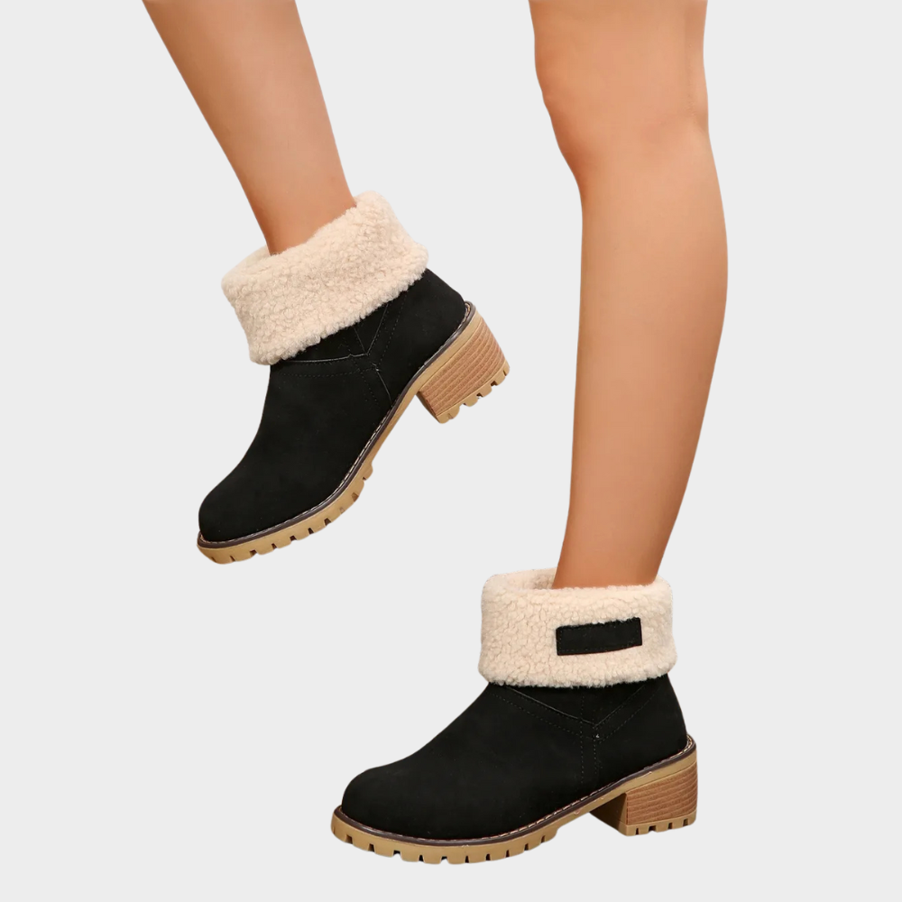 Block Heel Suede Winter Boots — winter boots for women in black