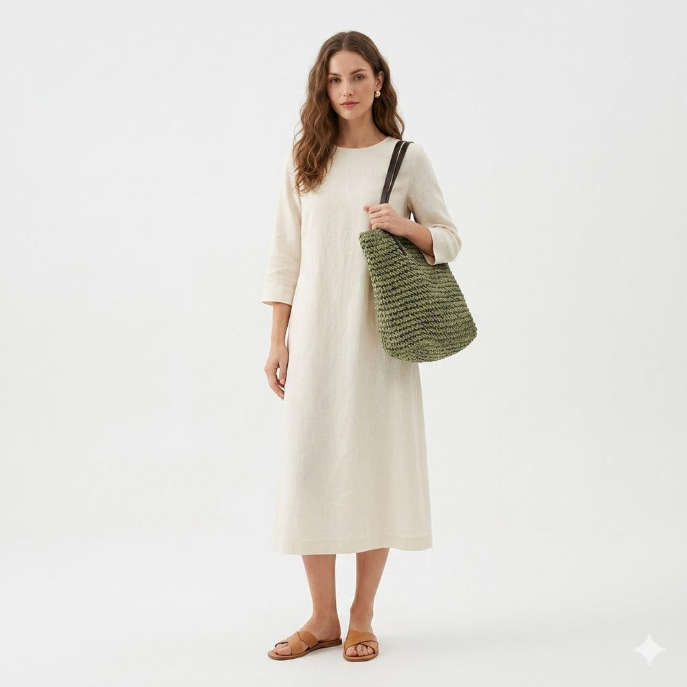 Xaviere | Woven Straw Shoulder Bag for Women - front view