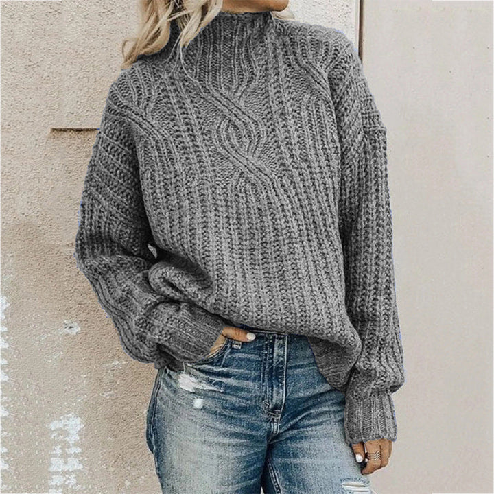 Yvette Sophisticated Wool Blend Knit Sweater for Women in Grey