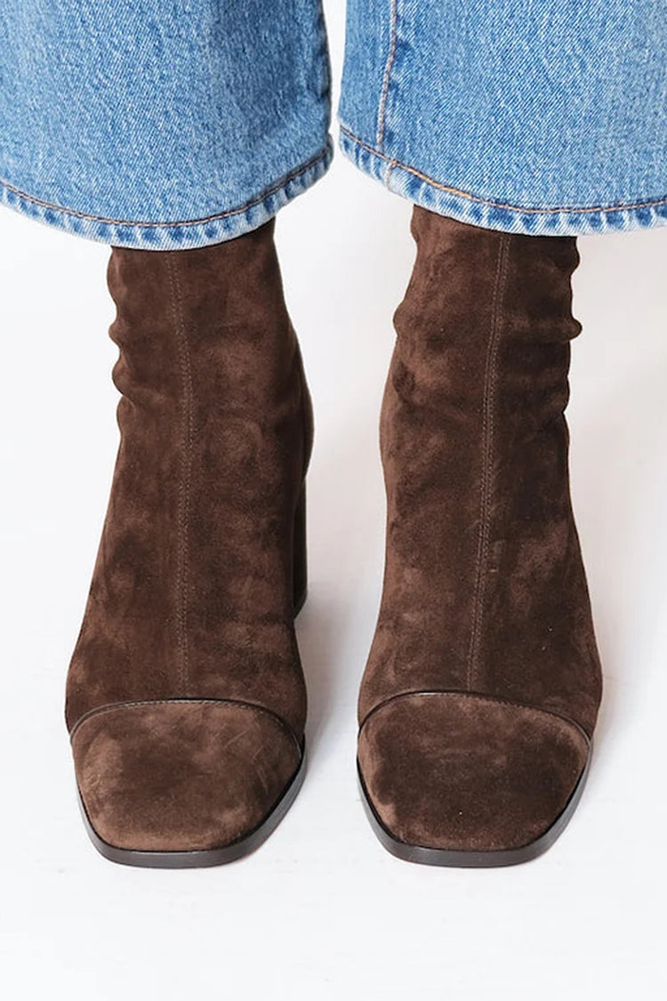 Ysabeau | Square Toe Heeled Ankle Boots for Women - angled view