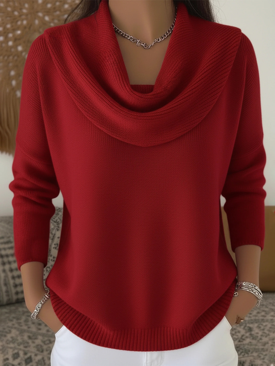 Cowl Neck Merino Wool Sweater — sweater for women in red