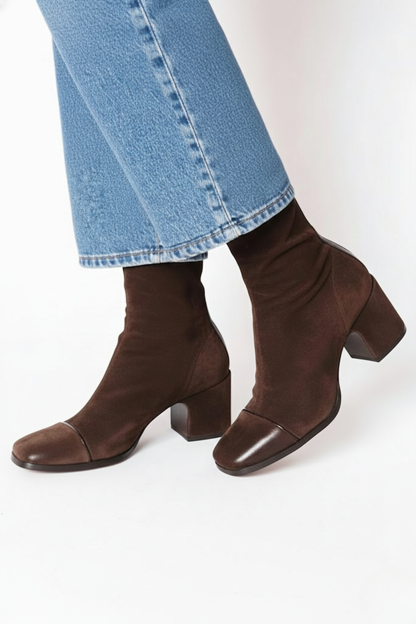 Ysabeau | Square Toe Heeled Ankle Boots for Women - back view