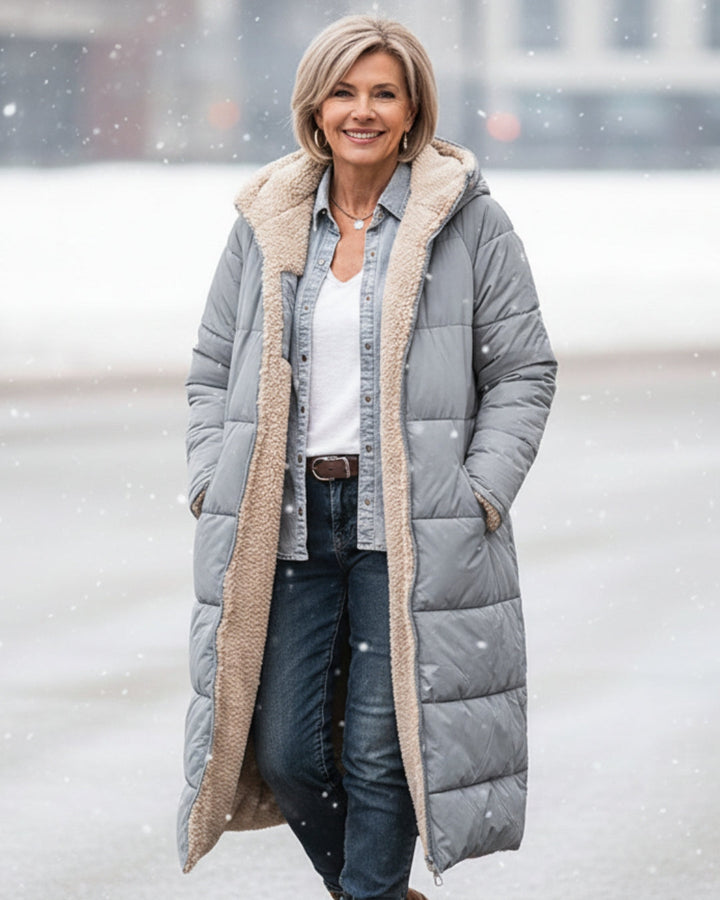 Sherpa Lined Puffer Winter Coat — coat for women in brown