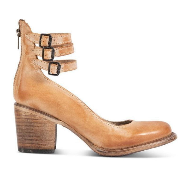 Triple Buckle Leather Ankle Boots — ankle boots for women in white