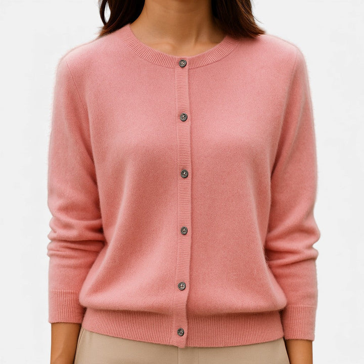 Ottilie Mink Cashmere Sweater Crew Neck for Women in Pink