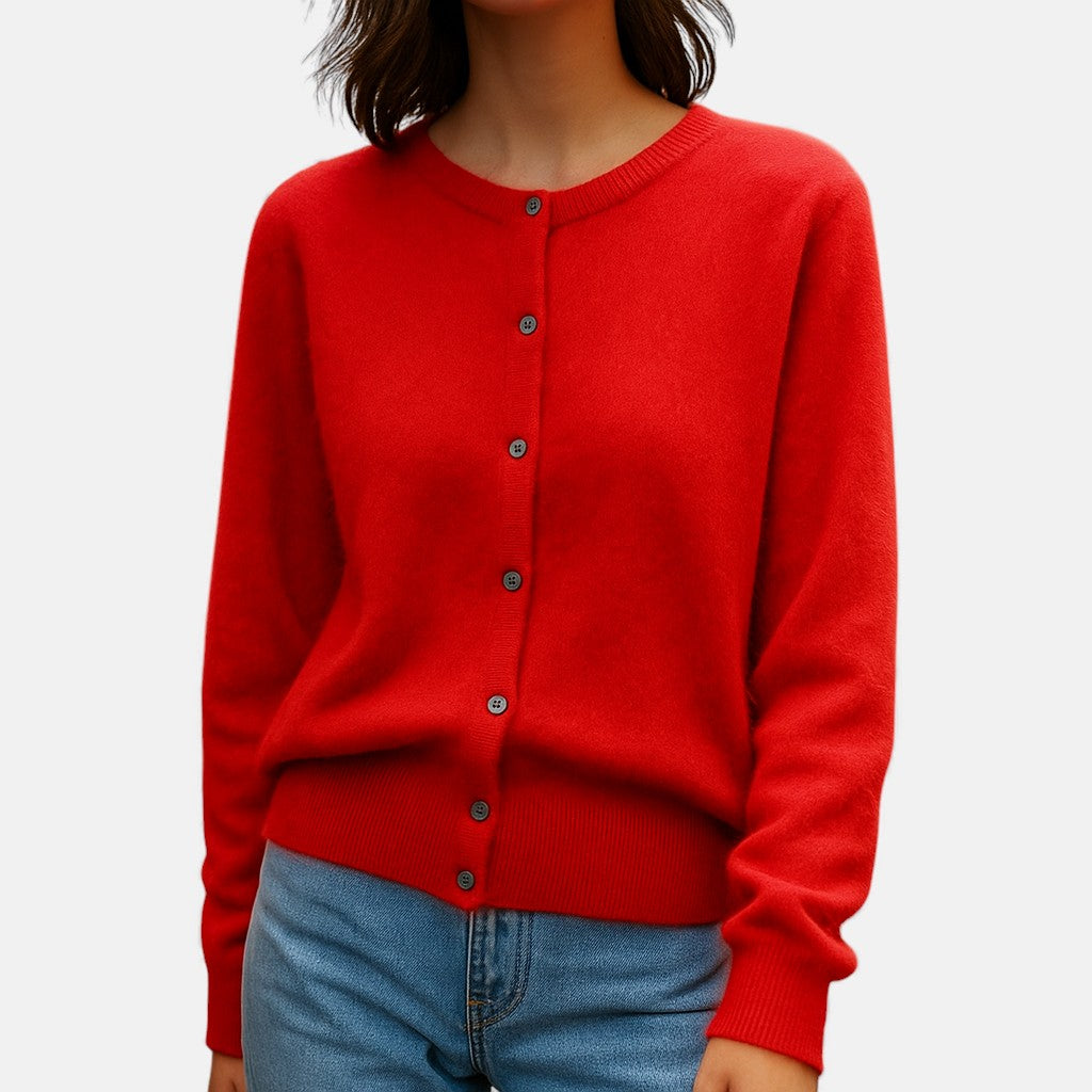 Ottilie Mink Cashmere Sweater Crew Neck for Women in Red