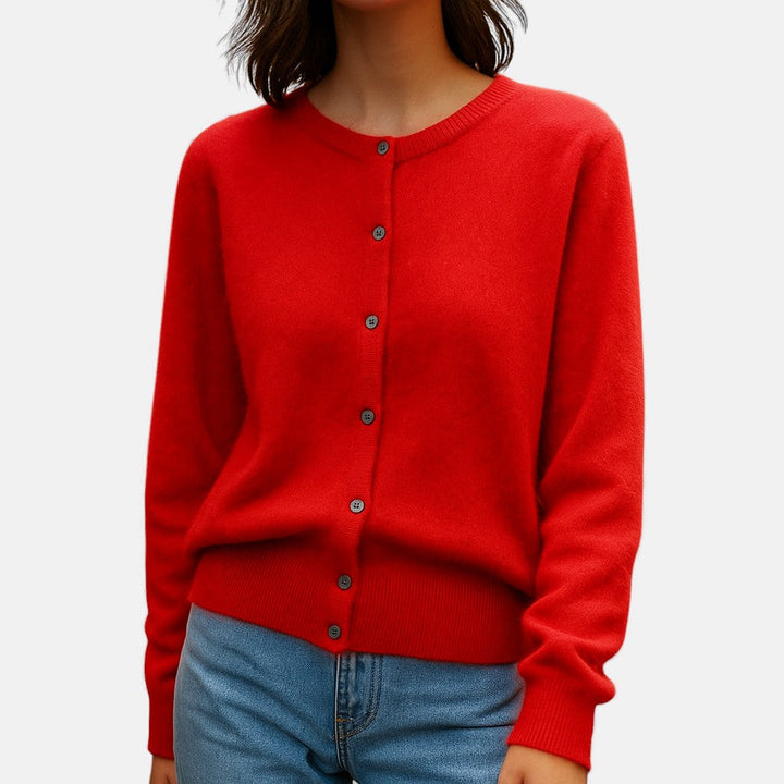Ottilie Mink Cashmere Sweater Crew Neck for Women in Red