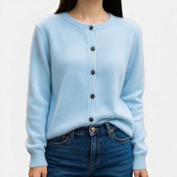 Ottilie Mink Cashmere Sweater Crew Neck for Women in Sky Blue