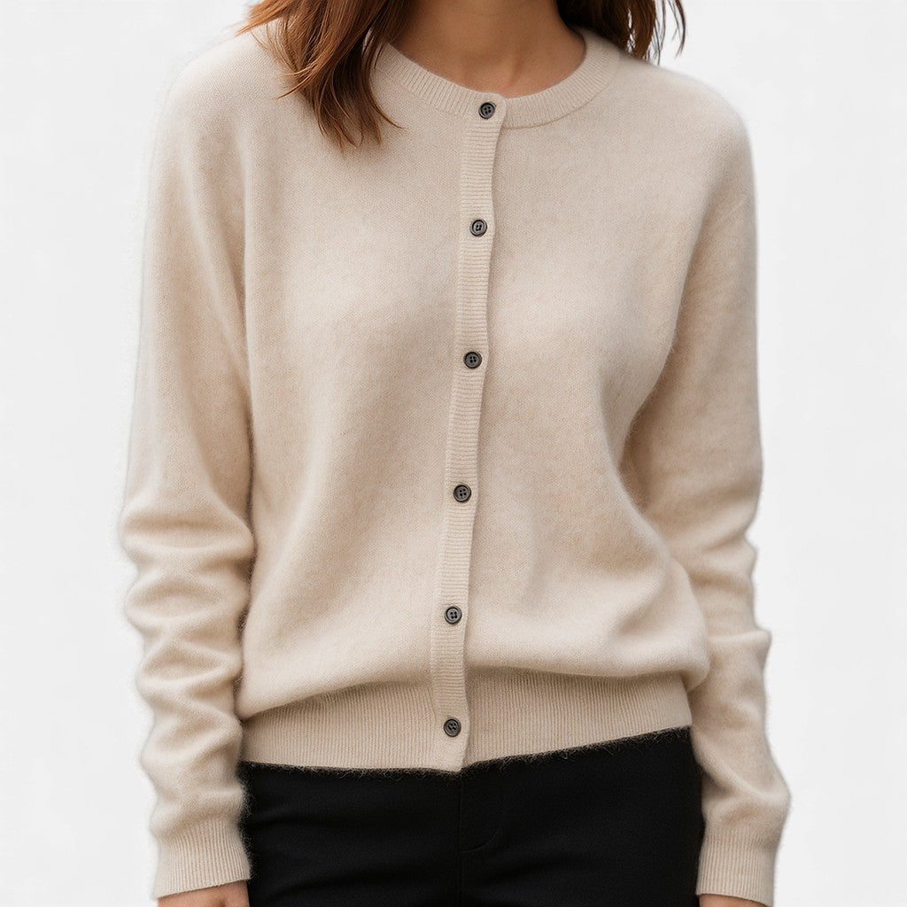 Ottilie Mink Cashmere Sweater Crew Neck for Women in Beige