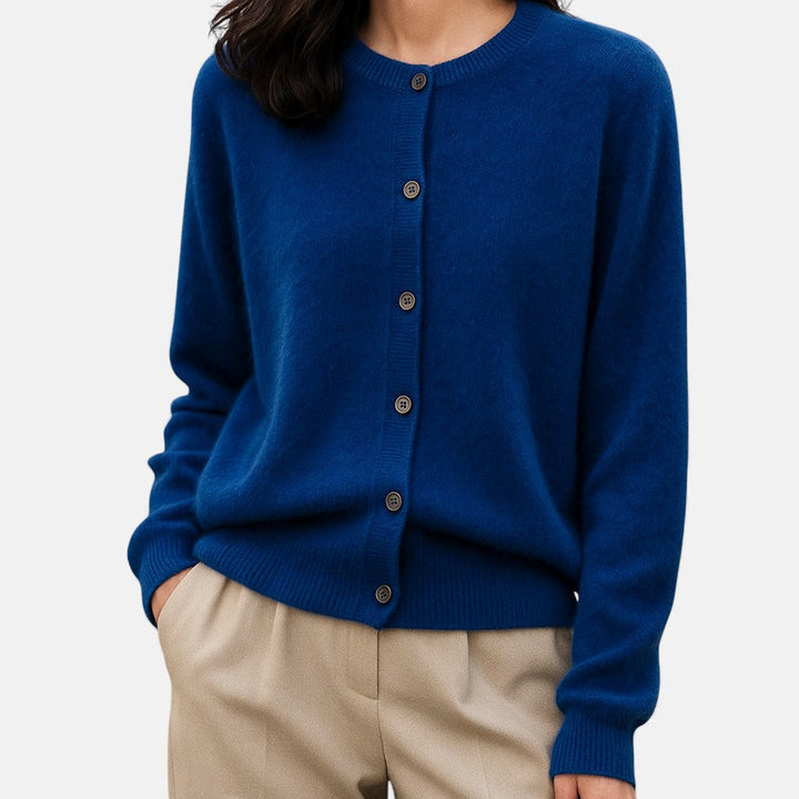 Ottilie Mink Cashmere Sweater Crew Neck for Women in Navy Blue