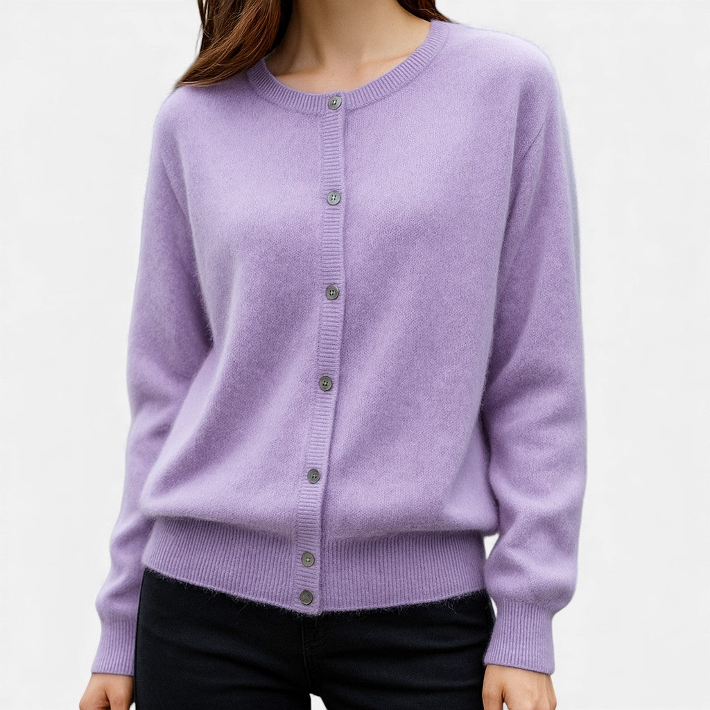 Ottilie Mink Cashmere Sweater Crew Neck for Women in Purple
