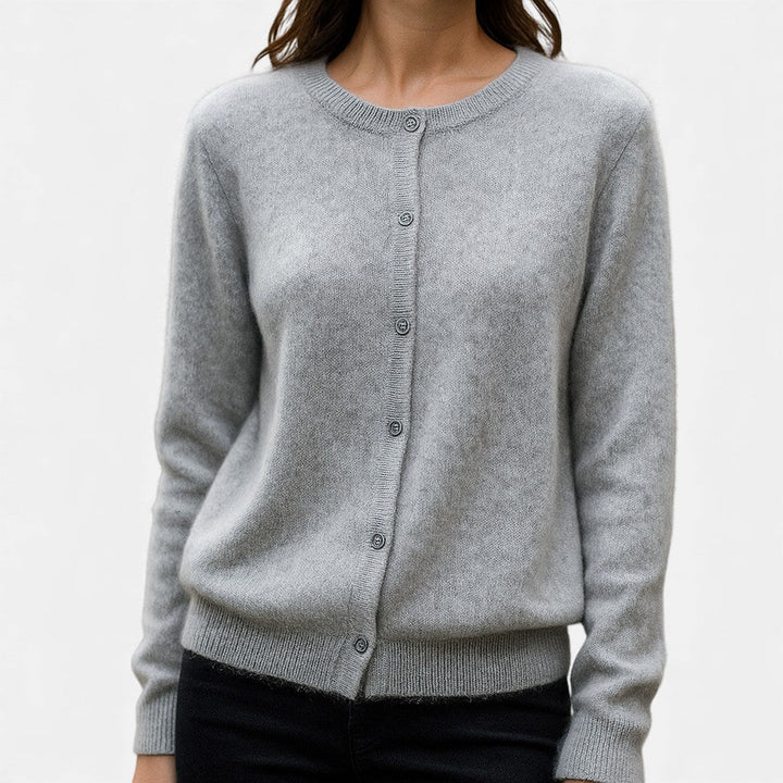 Ottilie Mink Cashmere Sweater Crew Neck for Women in Light Grey