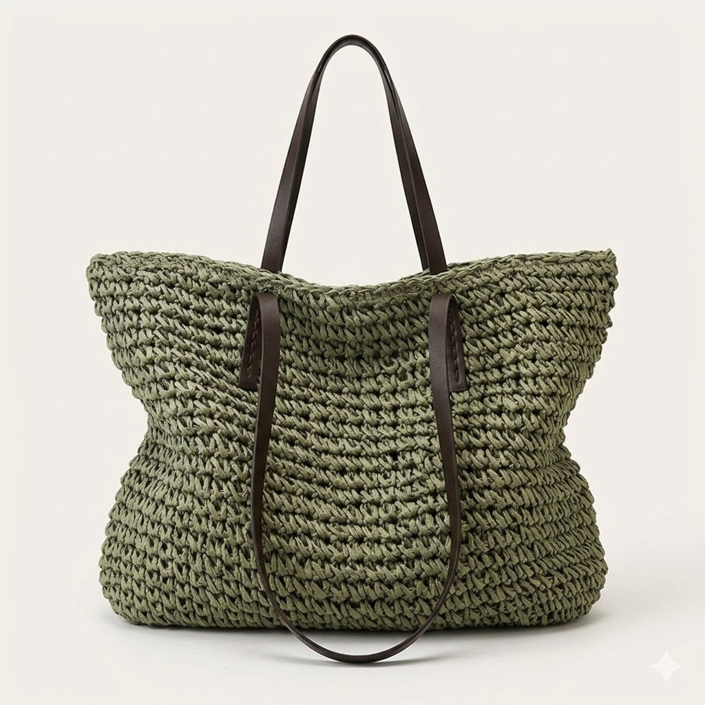 Xaviere | Woven Straw Shoulder Bag for Women - side view