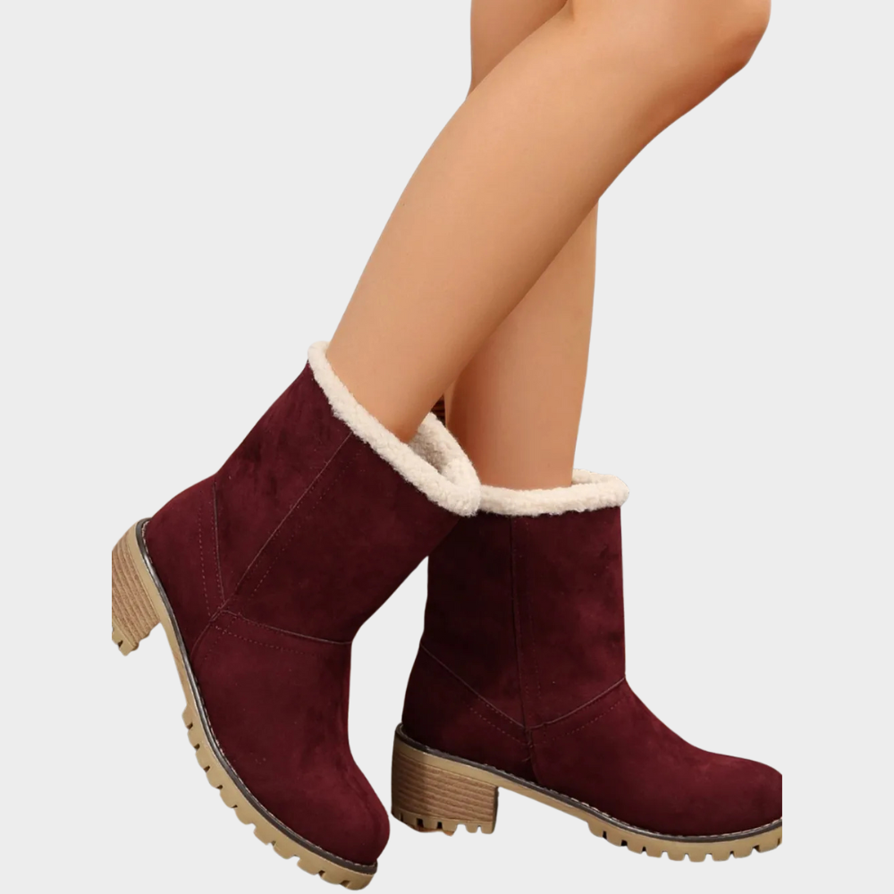 Block Heel Suede Winter Boots — winter boots for women in green