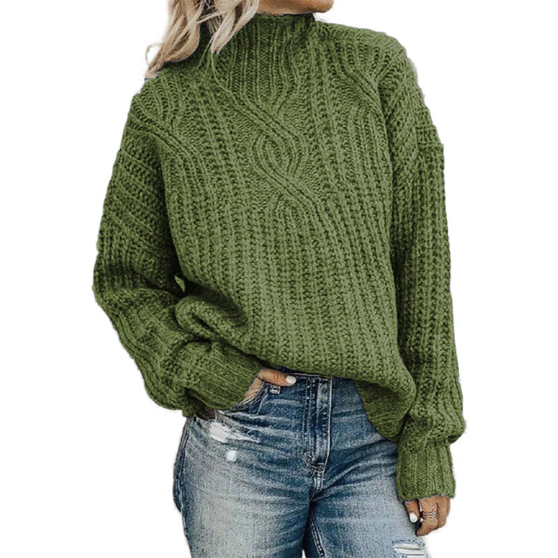 Yvette Sophisticated Wool Blend Knit Sweater for Women in Green