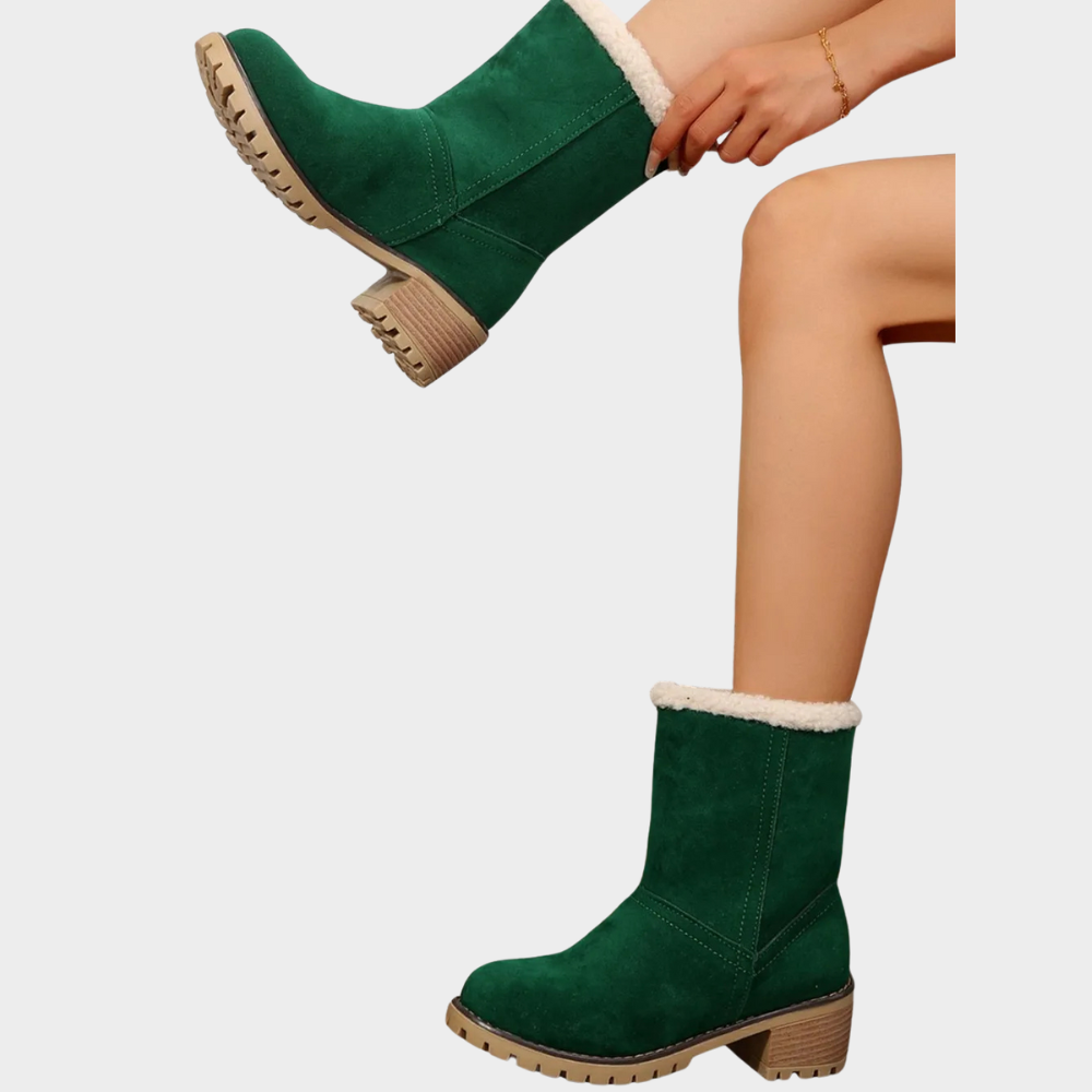 Block Heel Suede Winter Boots — winter boots for women in black
