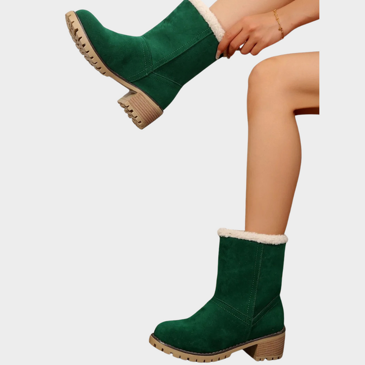Block Heel Suede Winter Boots — winter boots for women in black