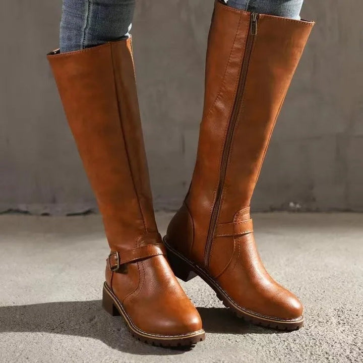 Estienne | Flat Knee High Riding Boots for Women - detail view