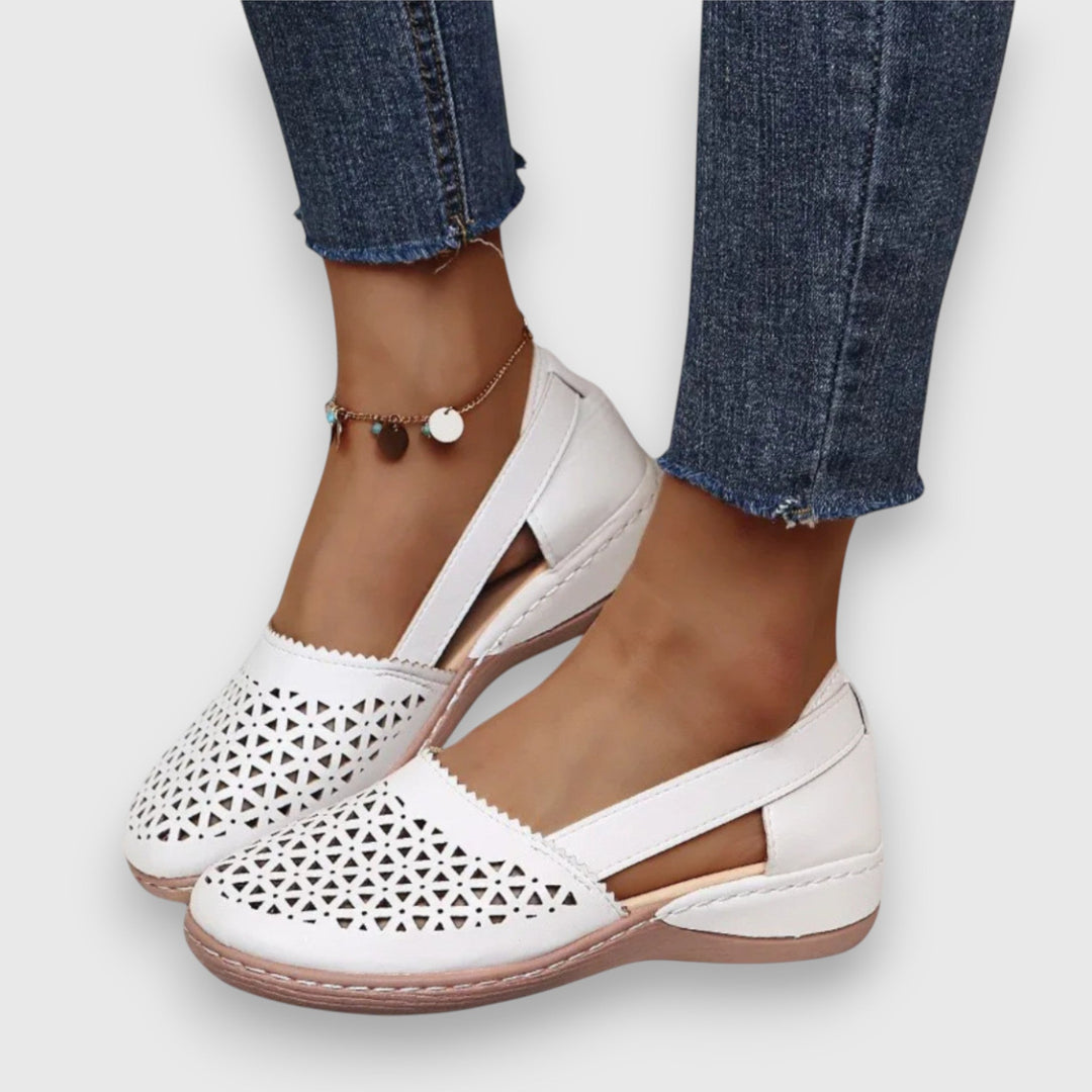 Cushioned Suede Loafers — women's loafers in white
