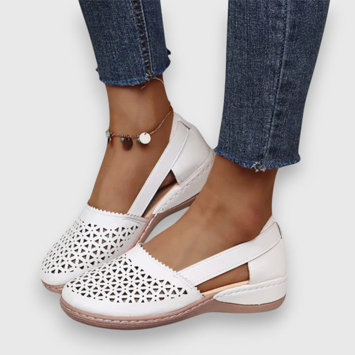 Cushioned Suede Loafers — women's loafers in white