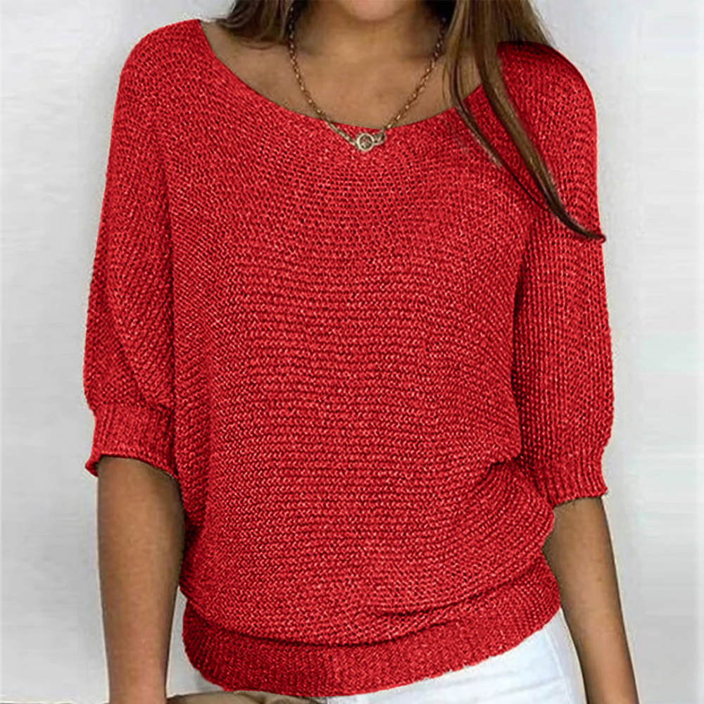 Fabienne Soft V Neck Knit Sweater Wool Blend for Women in Rot