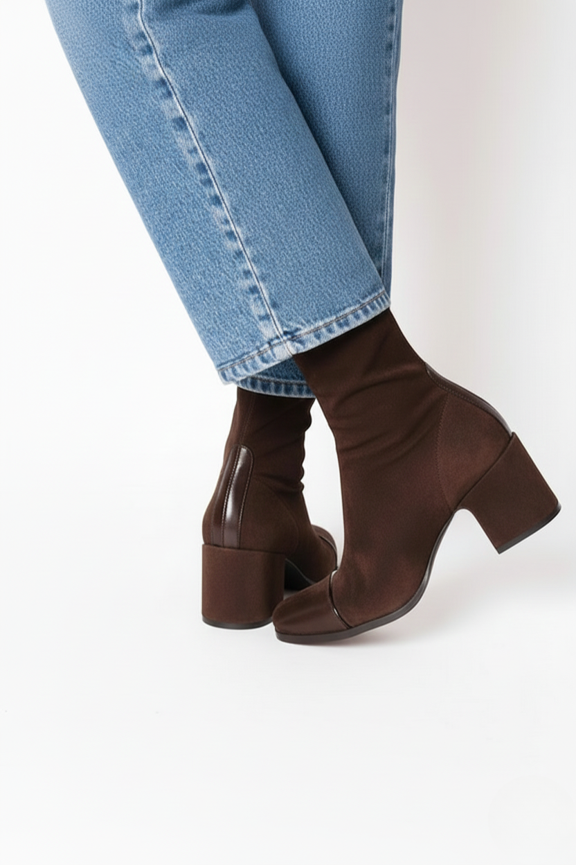 Ysabeau | Square Toe Heeled Ankle Boots for Women - detail view