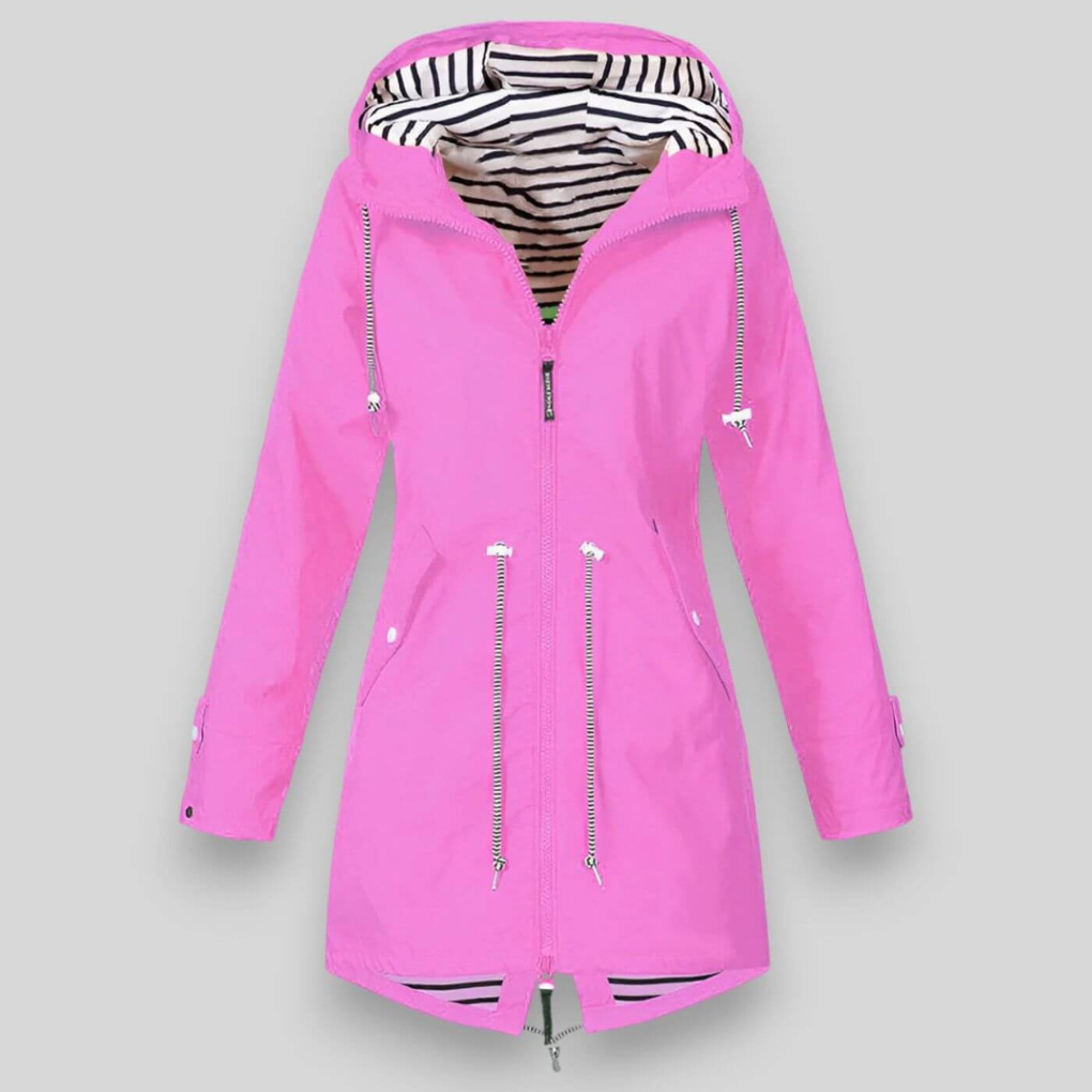 Packable Waterproof Rain Jacket — women's rain jacket in pink