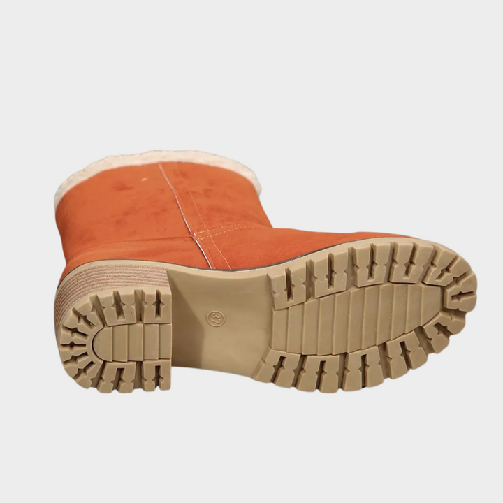 Block Heel Suede Winter Boots — winter boots for women in burgundy