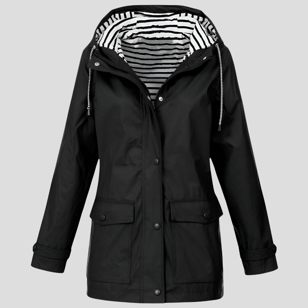 Insulated Waterproof Rain Jacket — women's rain jacket in black