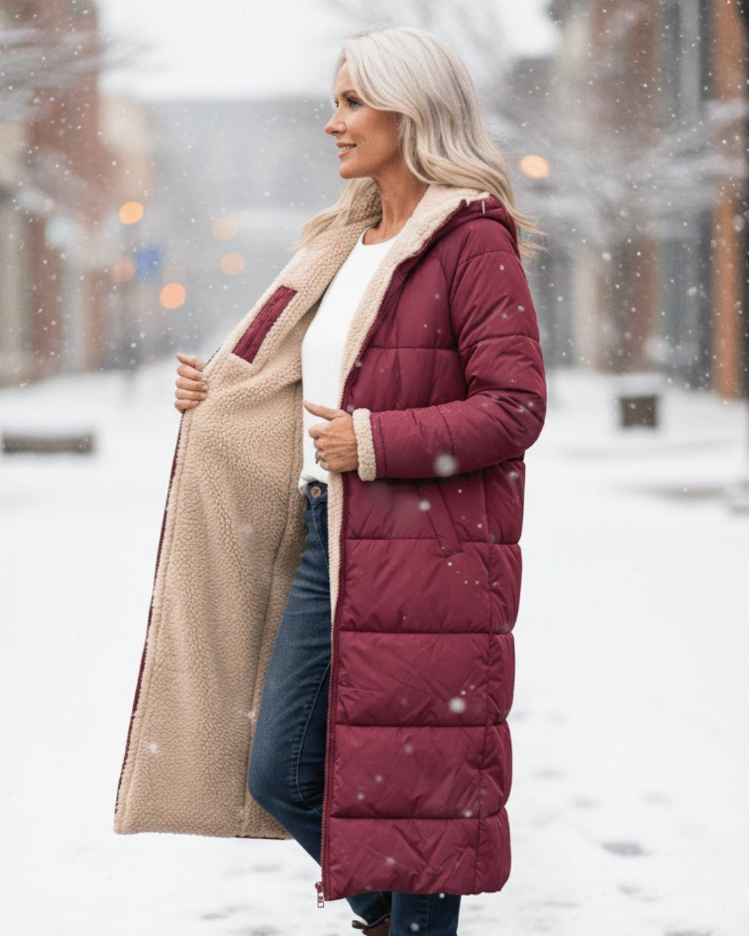 Sherpa Lined Puffer Winter Coat — coat for women in gray