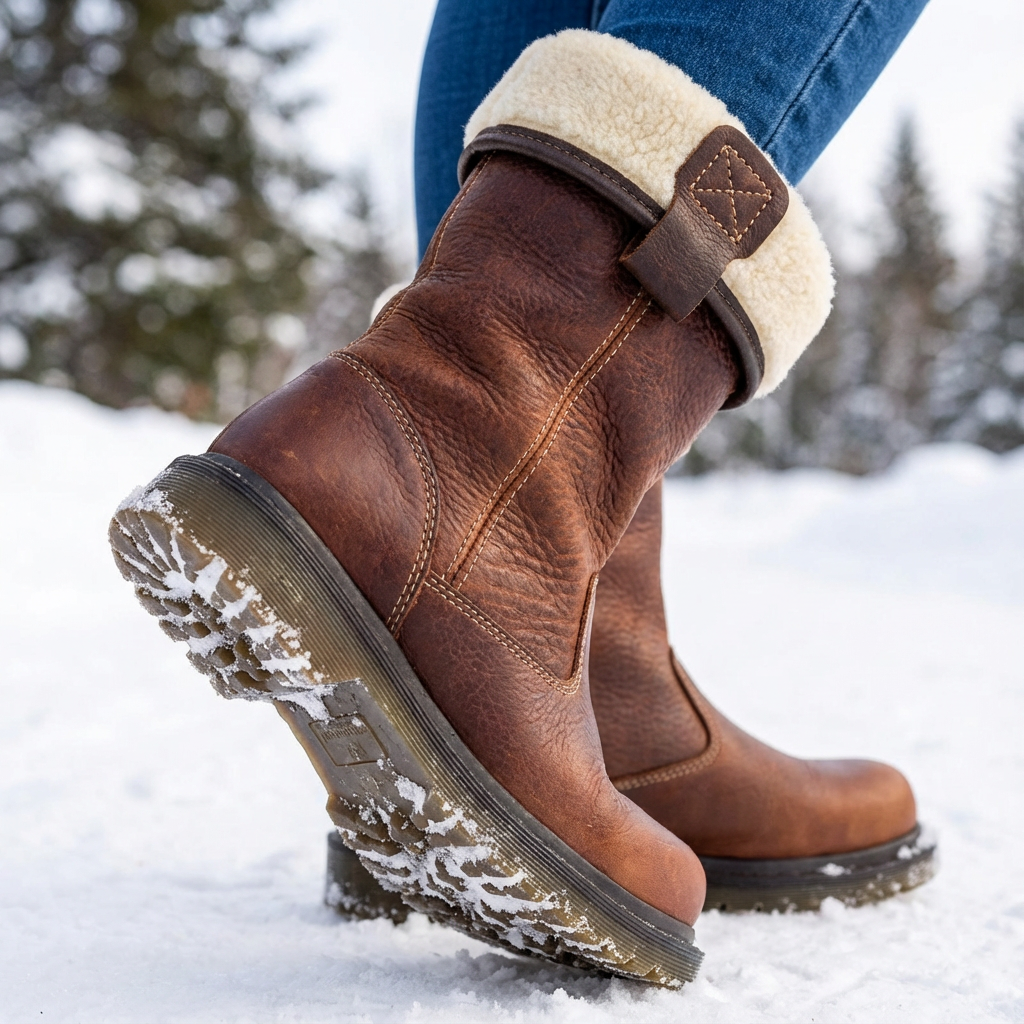 Armelle | Shearling Cuff Ankle Boots for Women - angled view