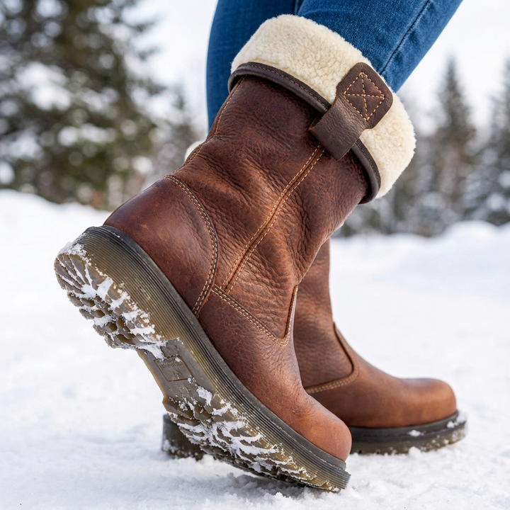 Armelle | Shearling Cuff Ankle Boots for Women - angled view