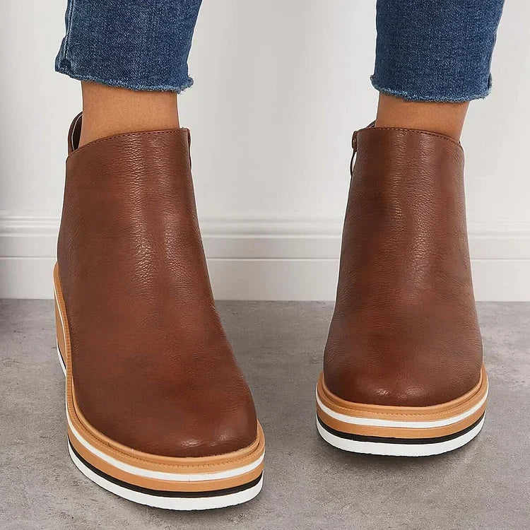 Thomasine | Platform Wedge Ankle Boots for Women - side view