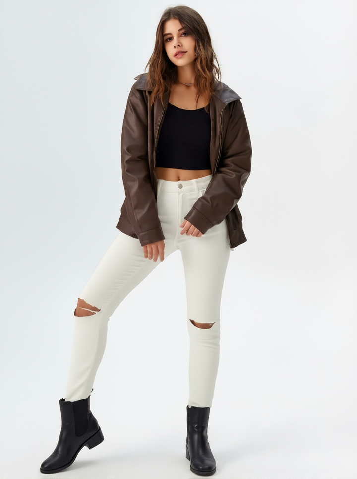 Relaxed Oversized Faux Leather Jacket for women - view 2