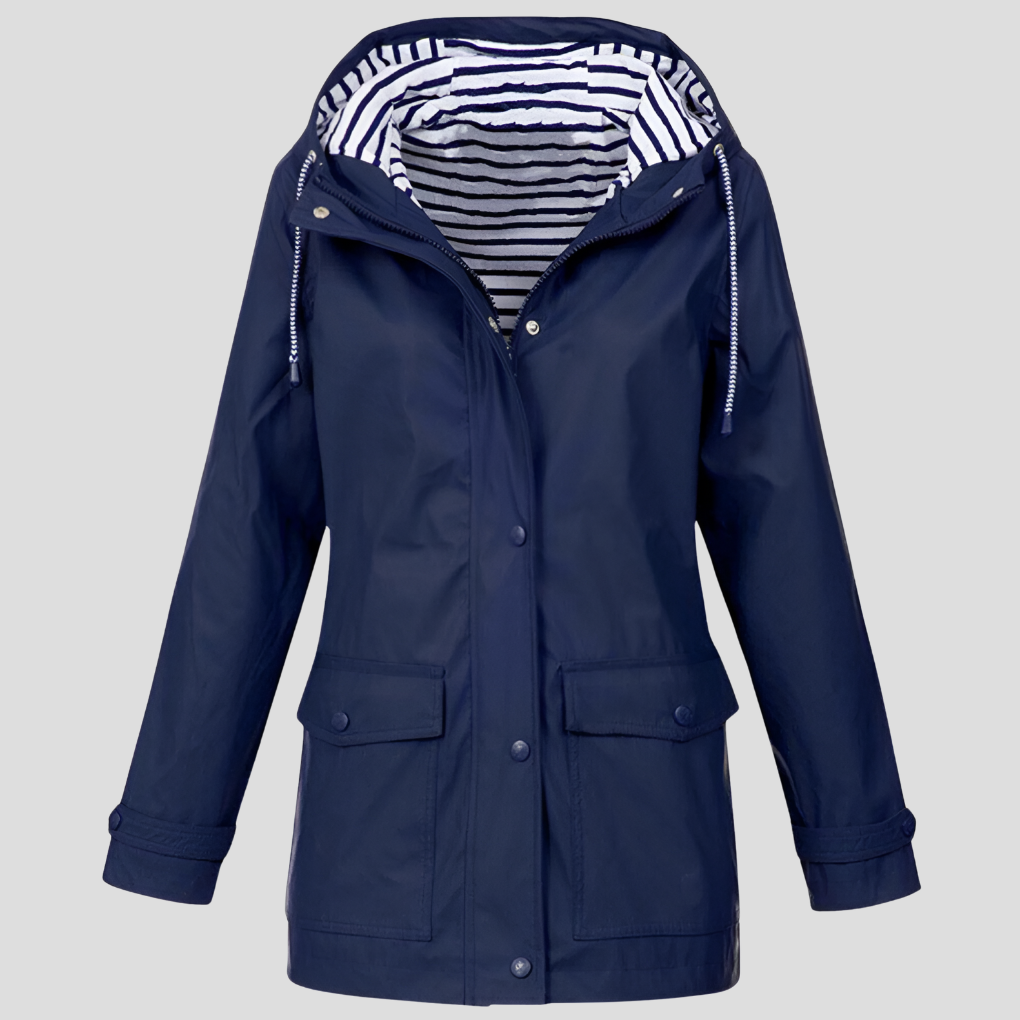 Insulated Waterproof Rain Jacket — women's rain jacket in navy blue