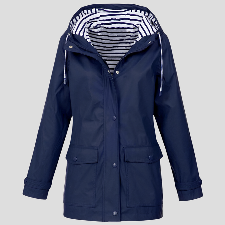 Insulated Waterproof Rain Jacket — women's rain jacket in navy blue