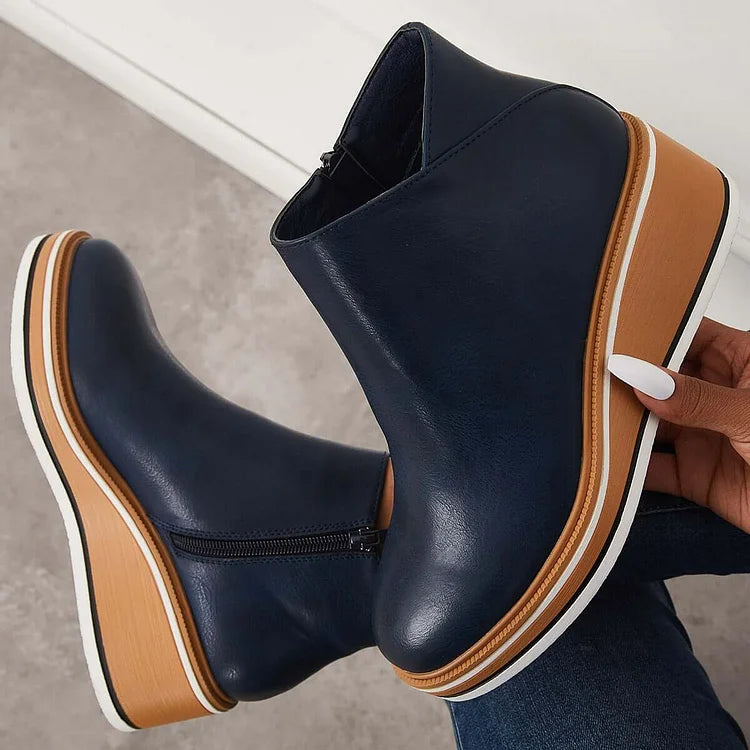 Thomasine | Platform Wedge Ankle Boots for Women - side view