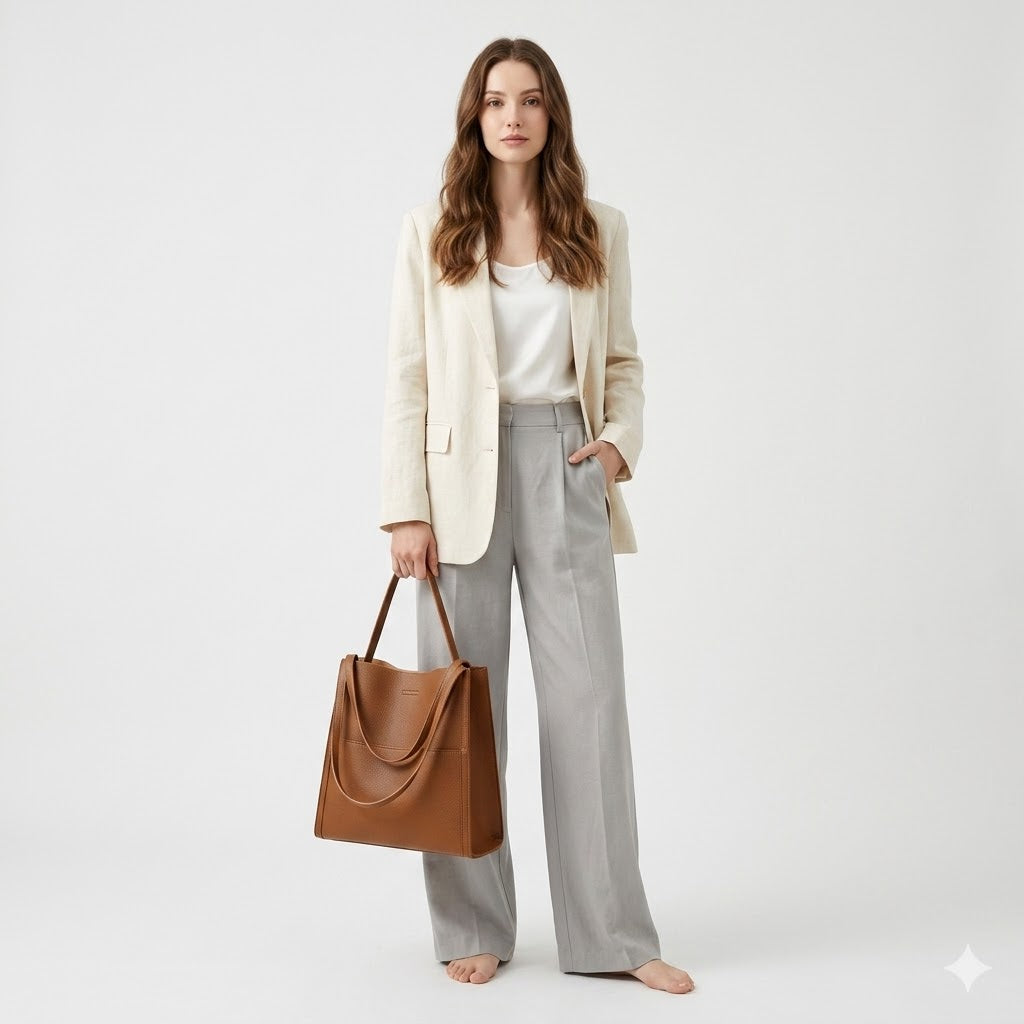 Sixtine | Leather Tote Bag for Women - front view