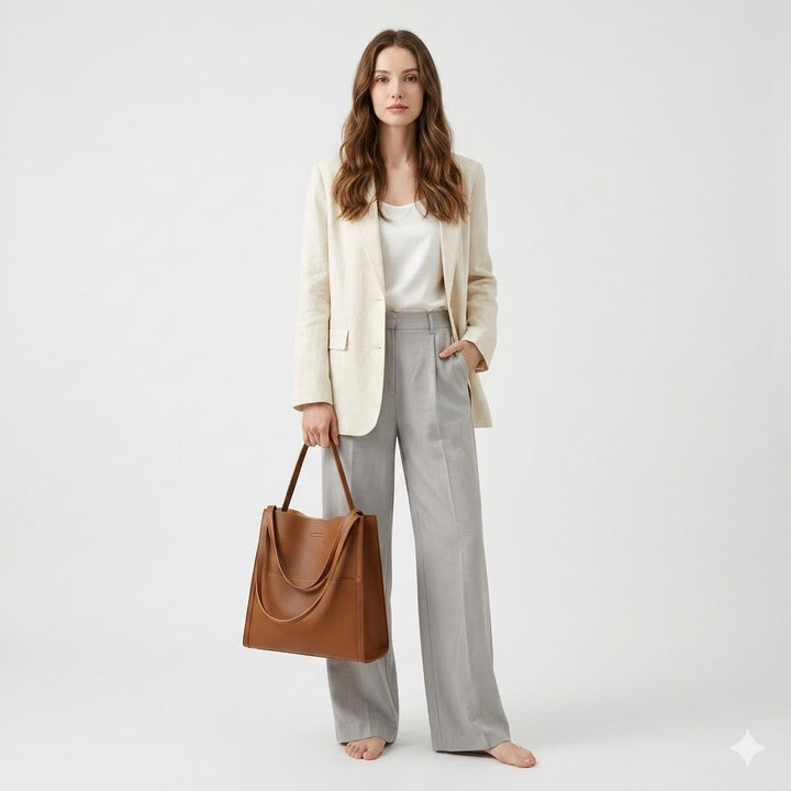Sixtine | Leather Tote Bag for Women - front view