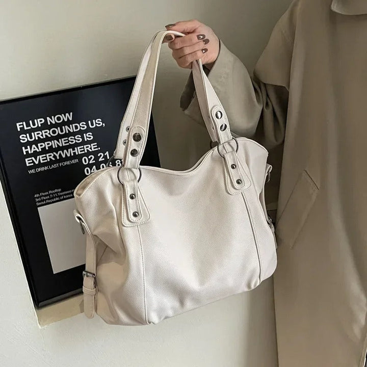 Jehanne | Large Leather Shoulder Tote Bag for Women - angled view