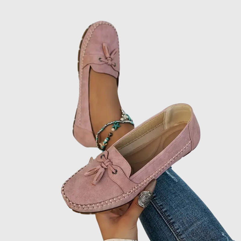 Bow Detail Slip On Loafers — women's loafers in pink